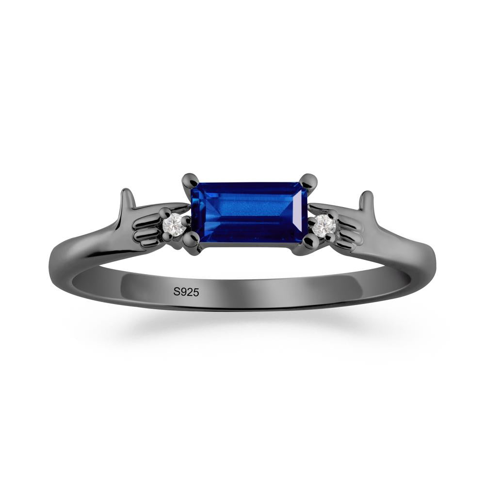 Creative Baguette Sapphire Ring - LUO Jewelry #metal_black finish sterling silver