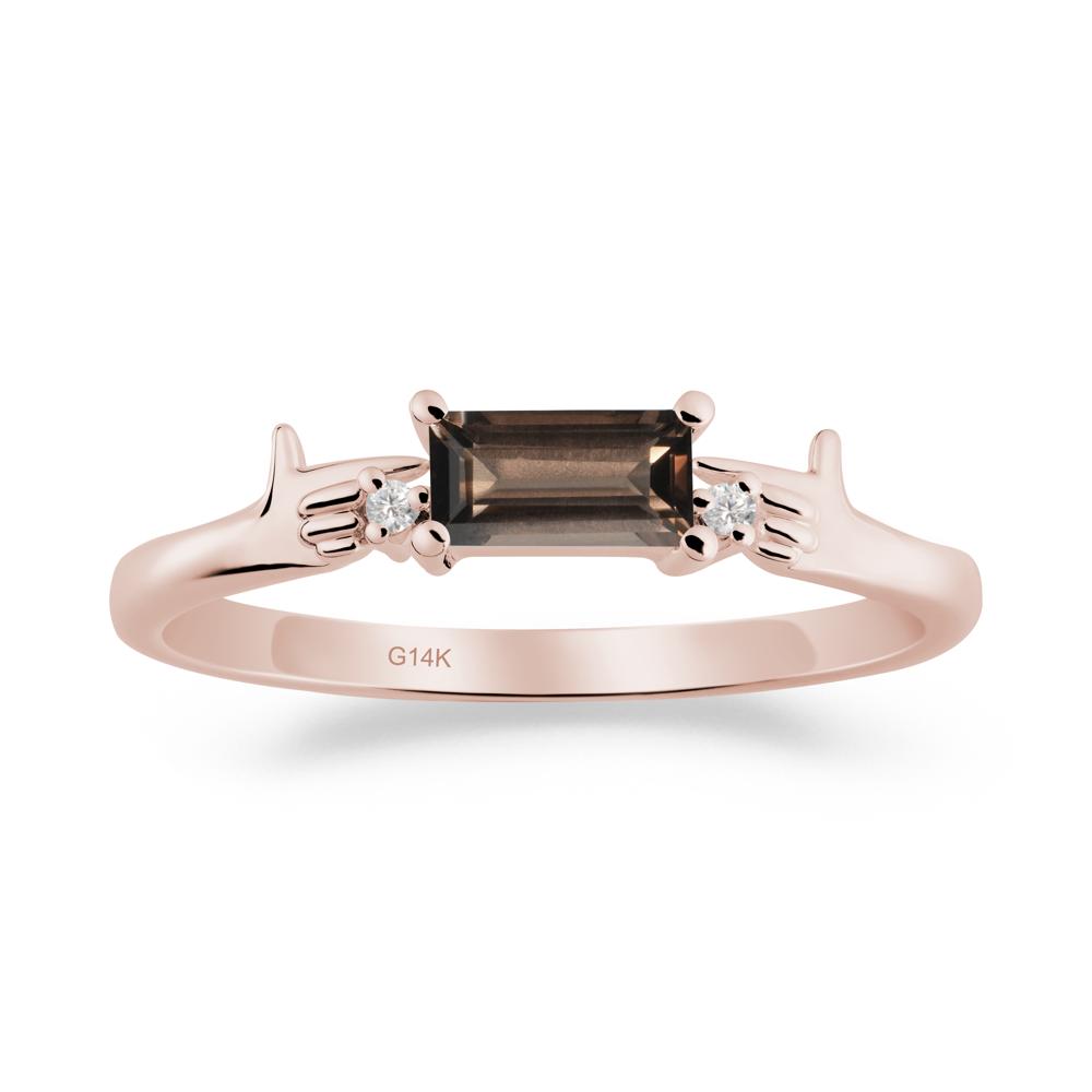 Creative Baguette Smoky Quartz Ring - LUO Jewelry #metal_14k rose gold