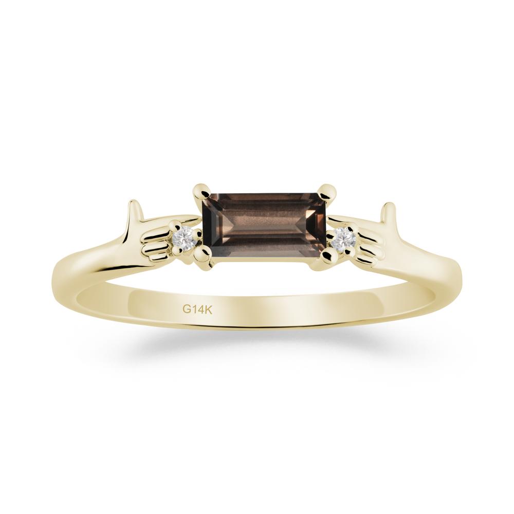 Creative Baguette Smoky Quartz Ring - LUO Jewelry #metal_14k yellow gold