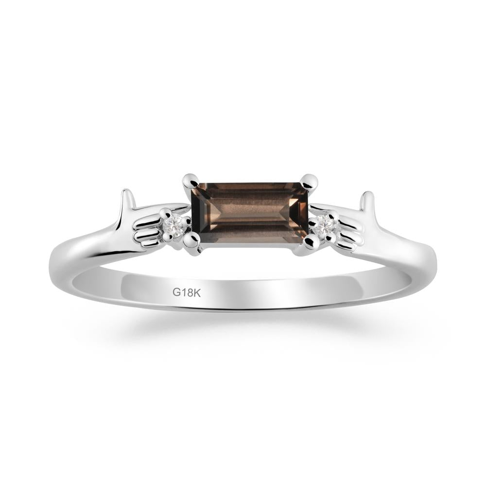 Creative Baguette Smoky Quartz Ring - LUO Jewelry #metal_18k white gold