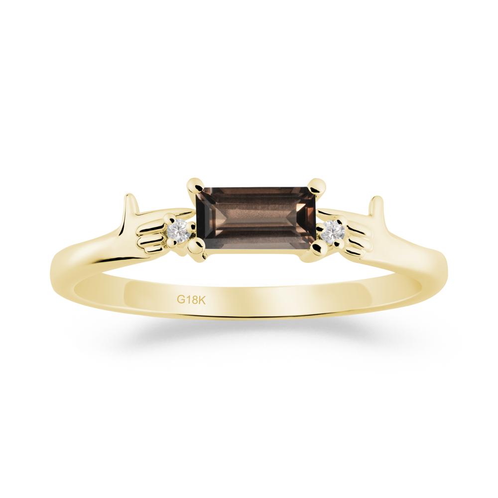 Creative Baguette Smoky Quartz Ring - LUO Jewelry #metal_18k yellow gold