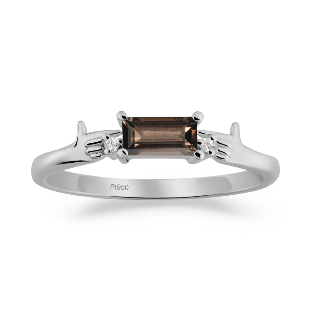 Creative Baguette Smoky Quartz Ring - LUO Jewelry #metal_platinum