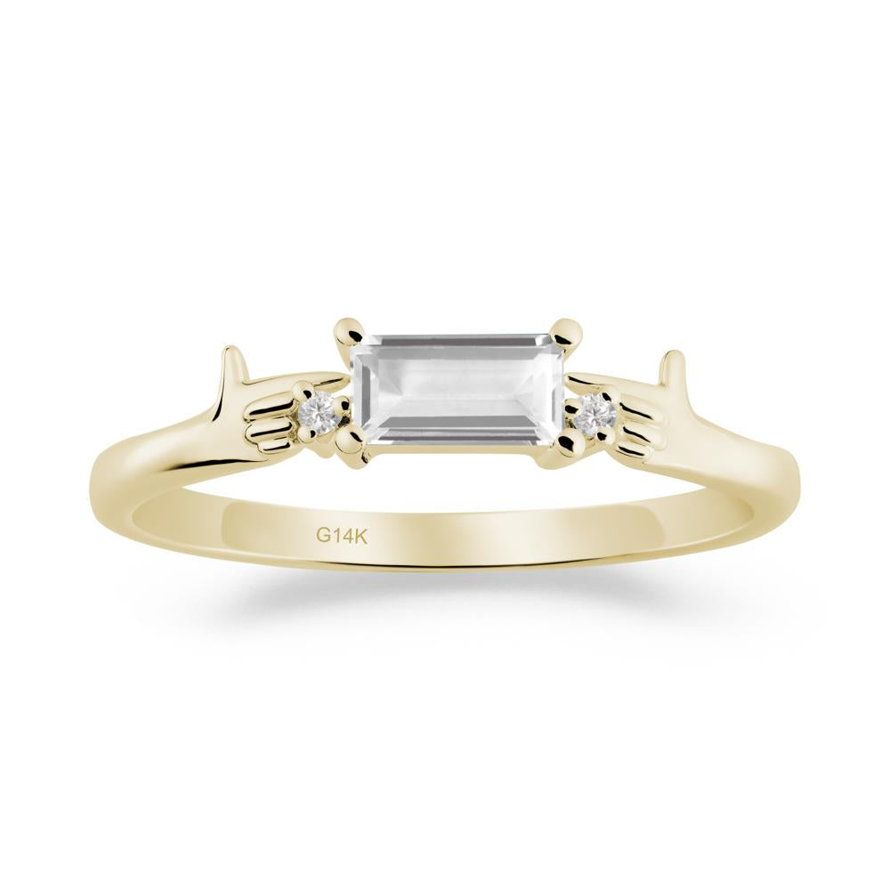 Creative Baguette White Topaz Ring - LUO Jewelry #metal_14k yellow gold