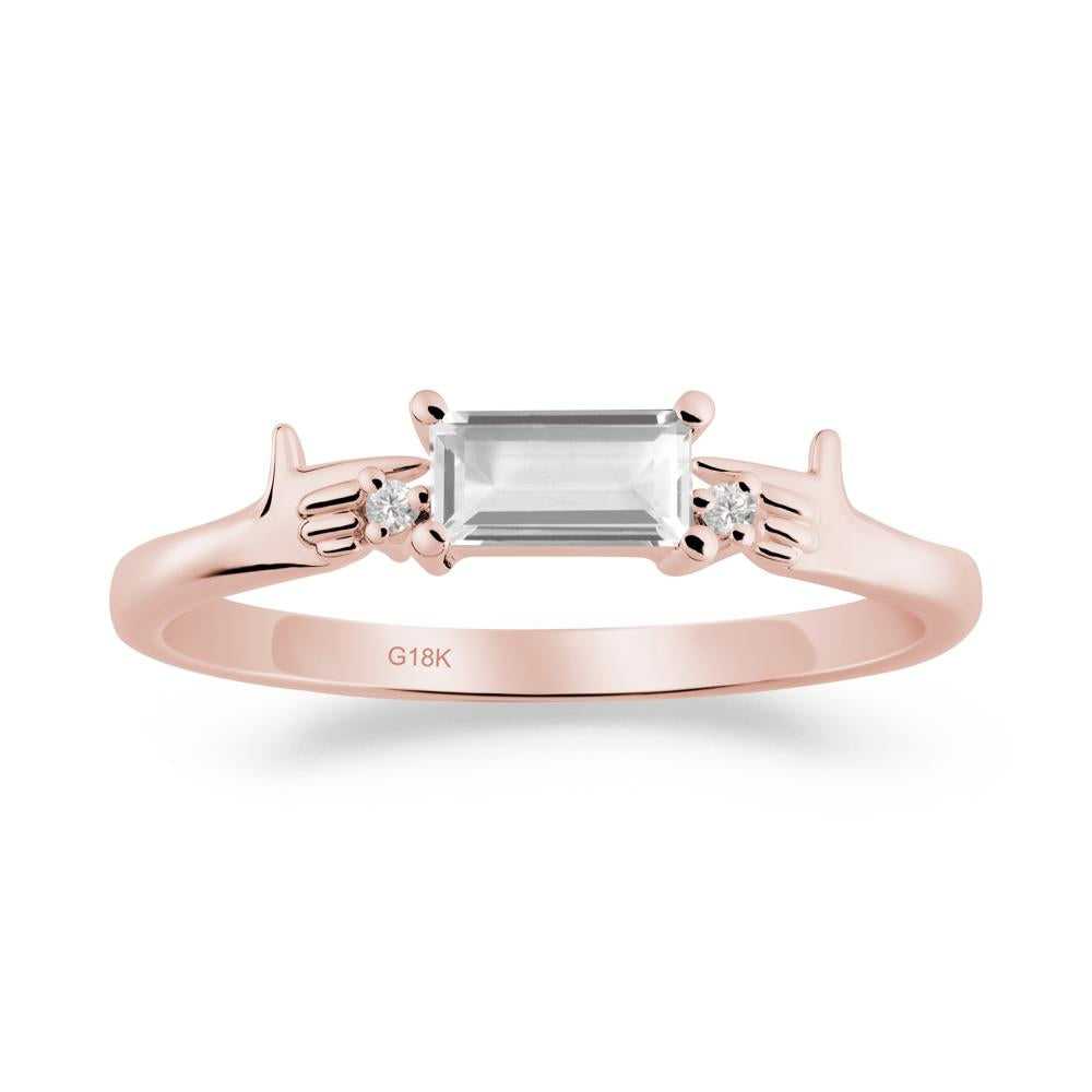 Creative Baguette White Topaz Ring - LUO Jewelry #metal_18k rose gold