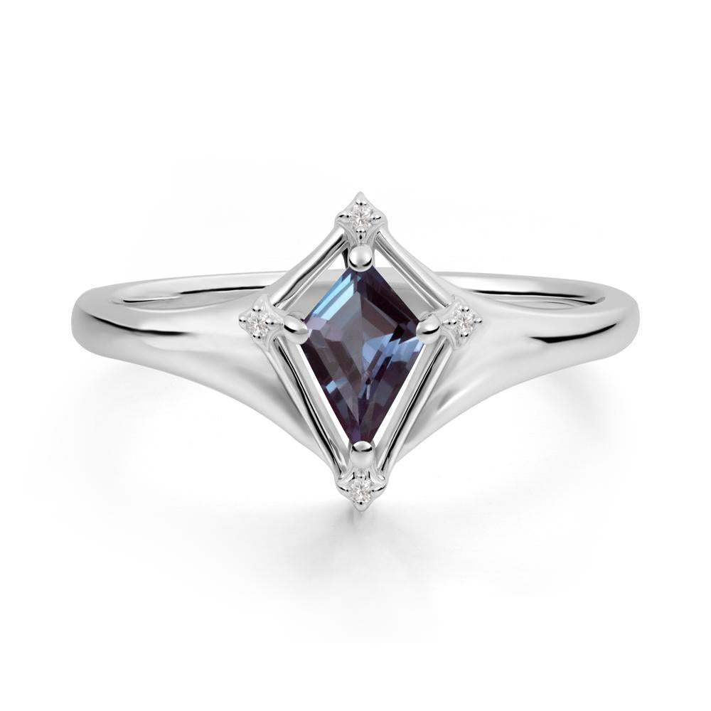 Kite Cut Alexandrite Ring with Compass Setting - LUO Jewelry #metal_14k white gold