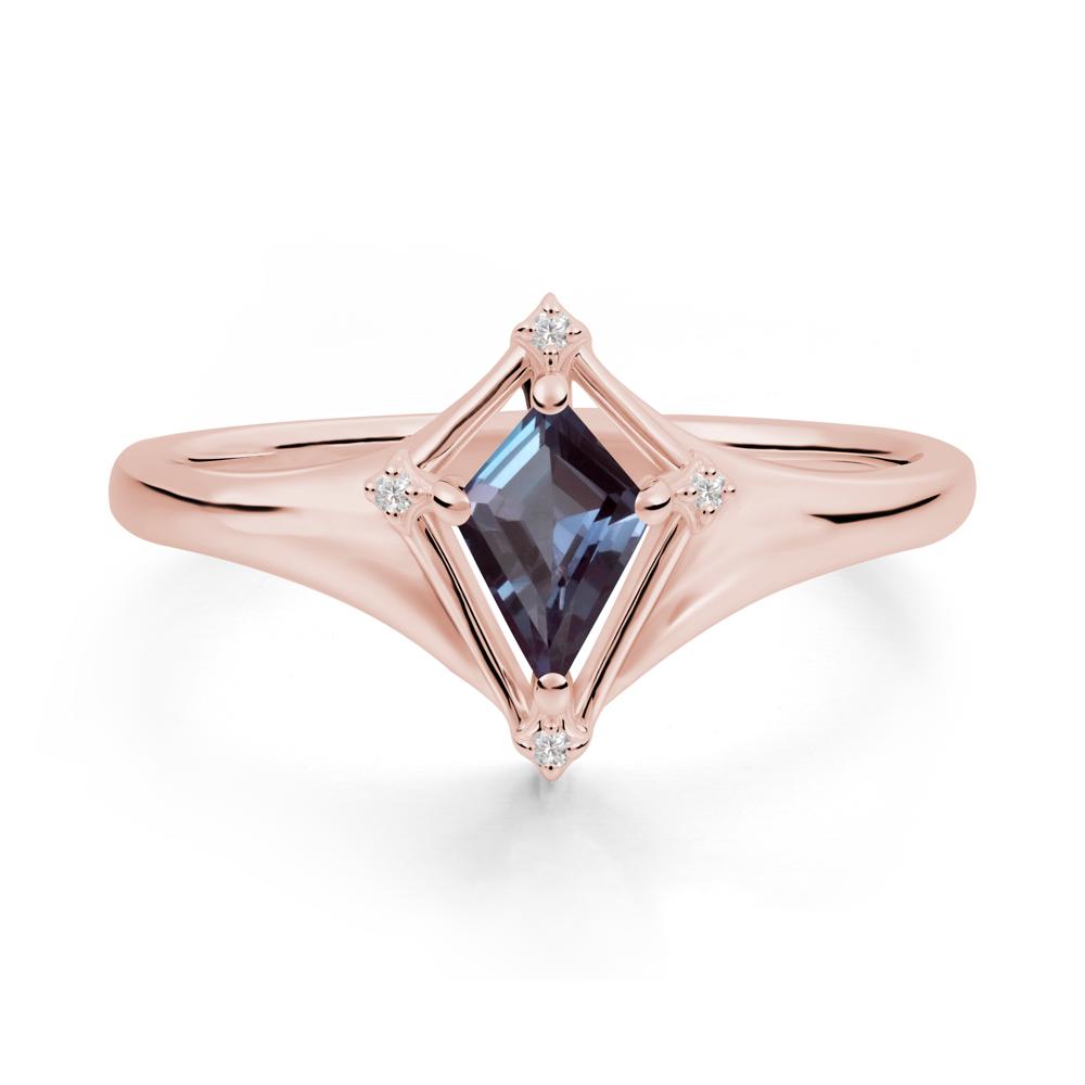 Kite Cut Alexandrite Ring with Compass Setting - LUO Jewelry #metal_18k rose gold