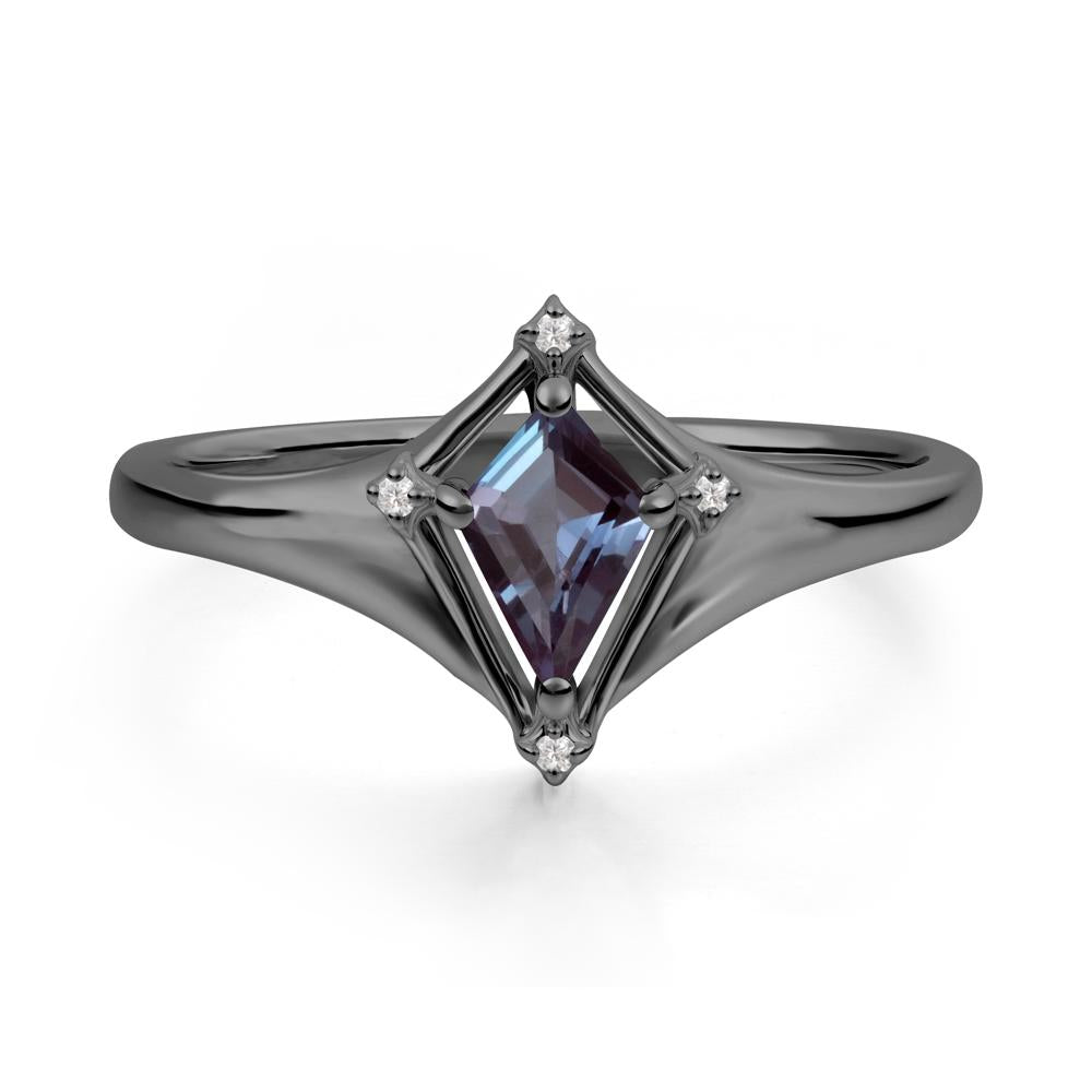 Kite Cut Alexandrite Ring with Compass Setting - LUO Jewelry #metal_black finish sterling silver