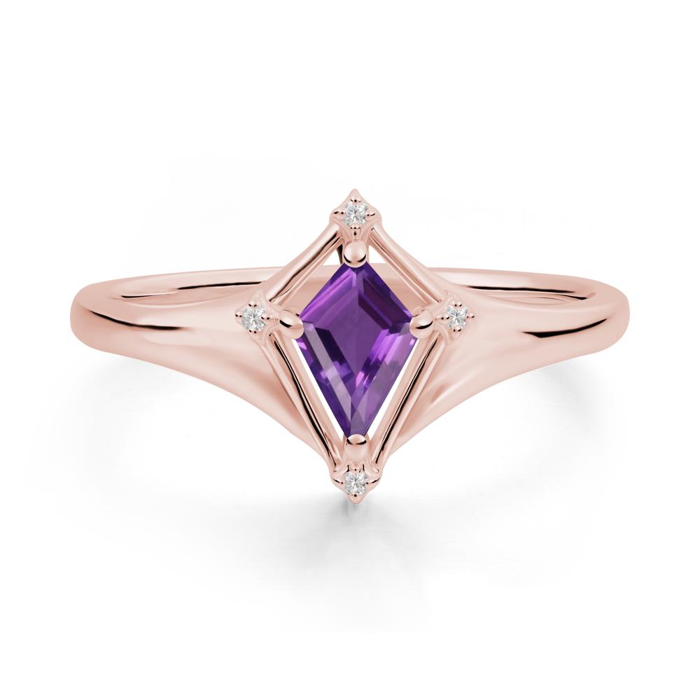 Kite Cut Amethyst Ring with Compass Setting - LUO Jewelry #metal_18k rose gold