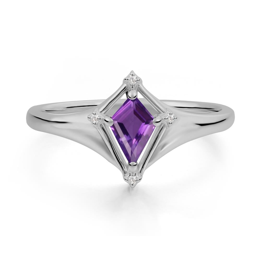 Kite Cut Amethyst Ring with Compass Setting - LUO Jewelry #metal_platinum