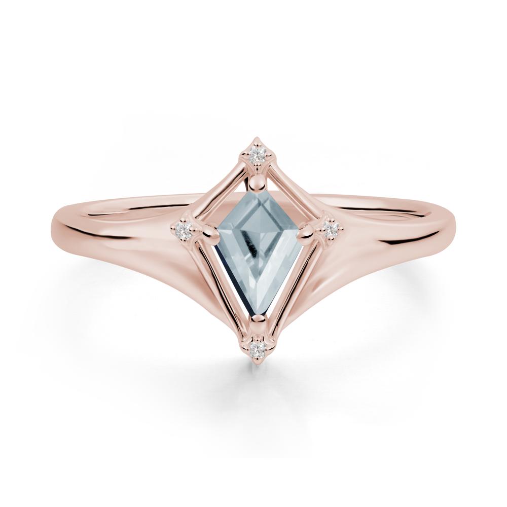 Kite Cut Aquamarine Ring with Compass Setting - LUO Jewelry #metal_14k rose gold
