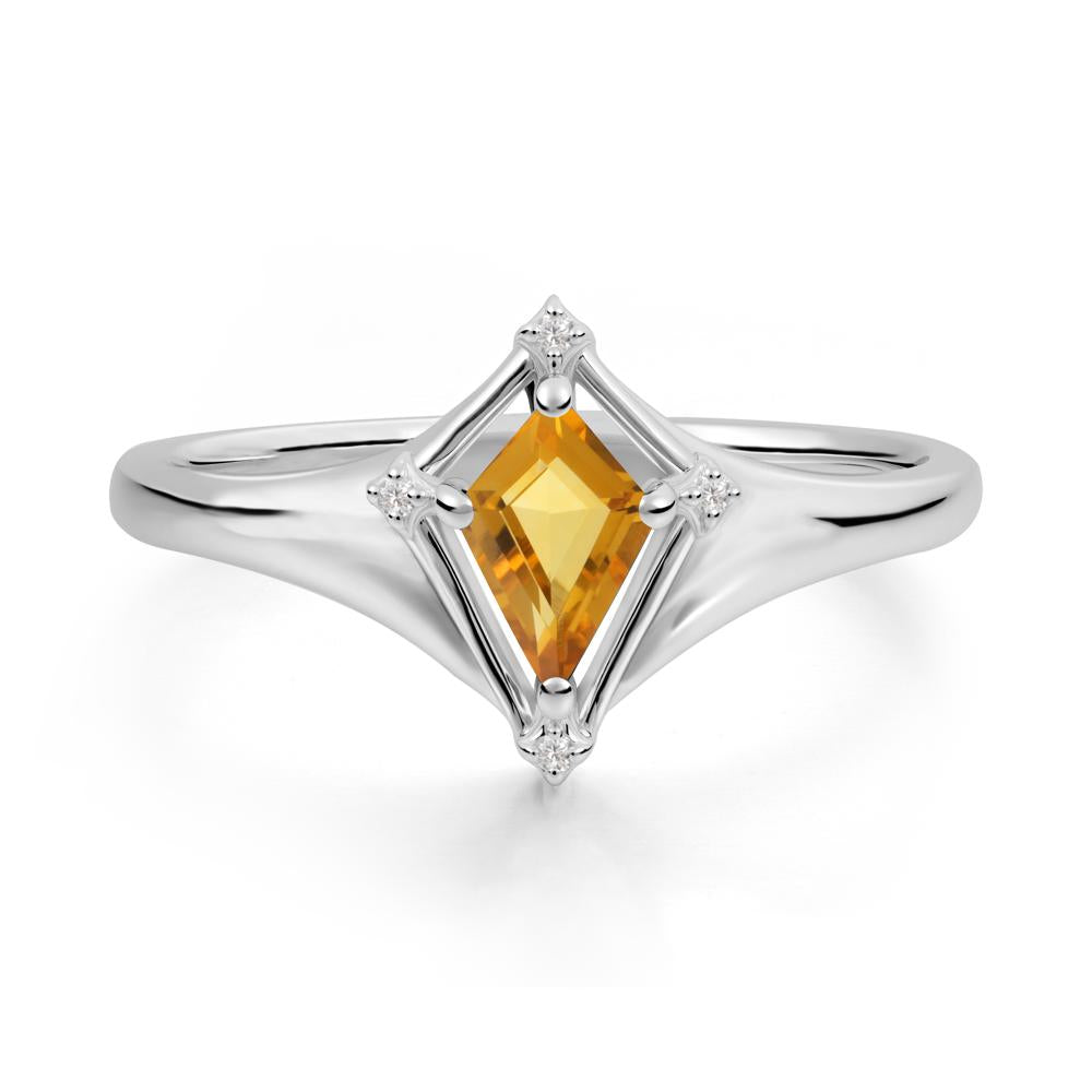 Kite Cut Citrine Ring with Compass Setting - LUO Jewelry #metal_14k white gold