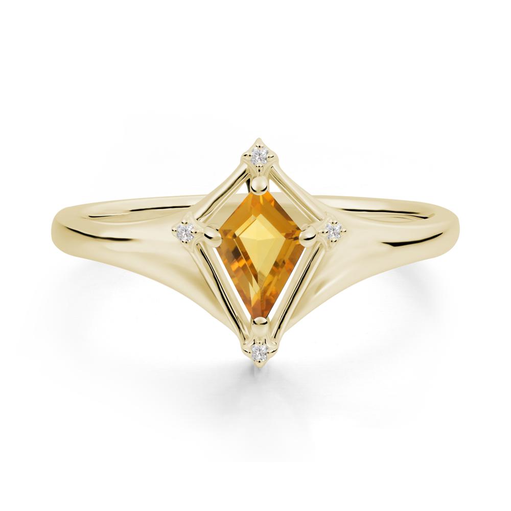 Kite Cut Citrine Ring with Compass Setting - LUO Jewelry #metal_14k yellow gold