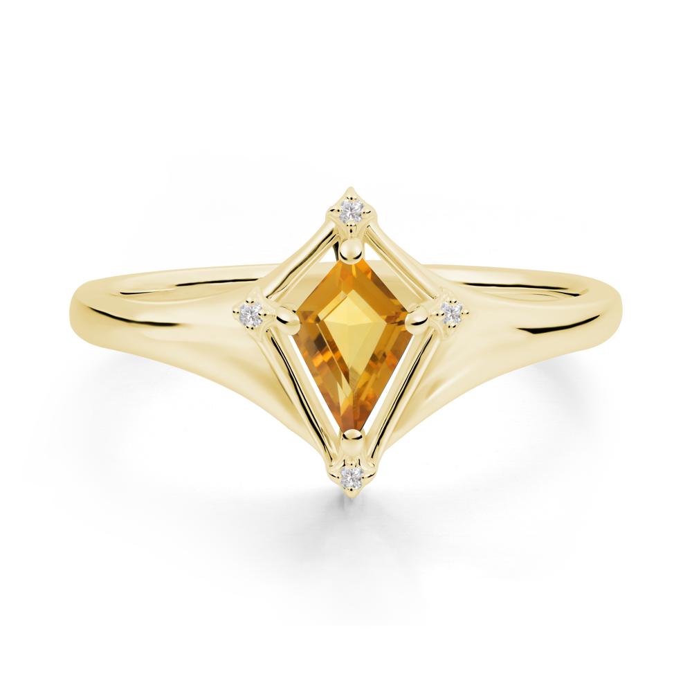 Kite Cut Citrine Ring with Compass Setting - LUO Jewelry #metal_18k yellow gold