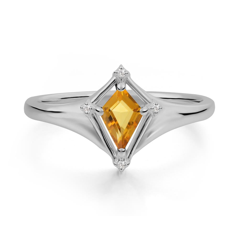 Kite Cut Citrine Ring with Compass Setting - LUO Jewelry #metal_platinum