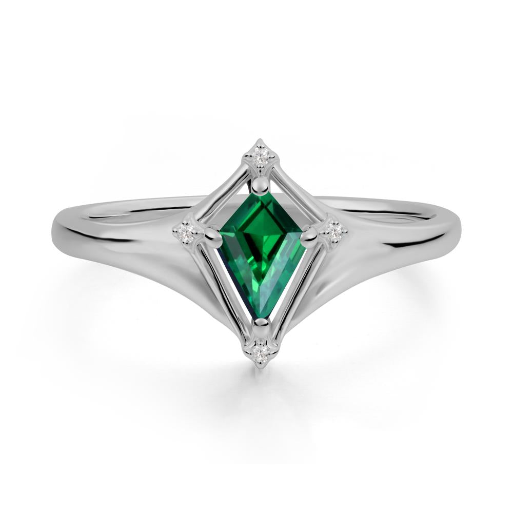 Kite Cut Emerald Ring with Compass Setting - LUO Jewelry #metal_platinum