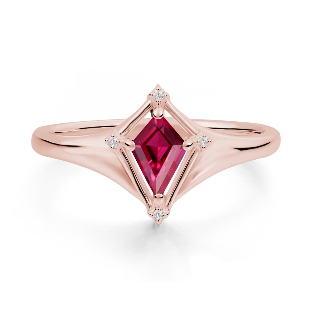 Kite Cut Ruby Ring with Compass Setting - LUO Jewelry #metal_18k rose gold