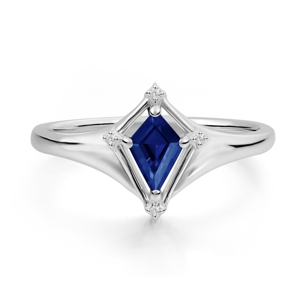 Kite Cut Sapphire Ring with Compass Setting - LUO Jewelry #metal_14k white gold