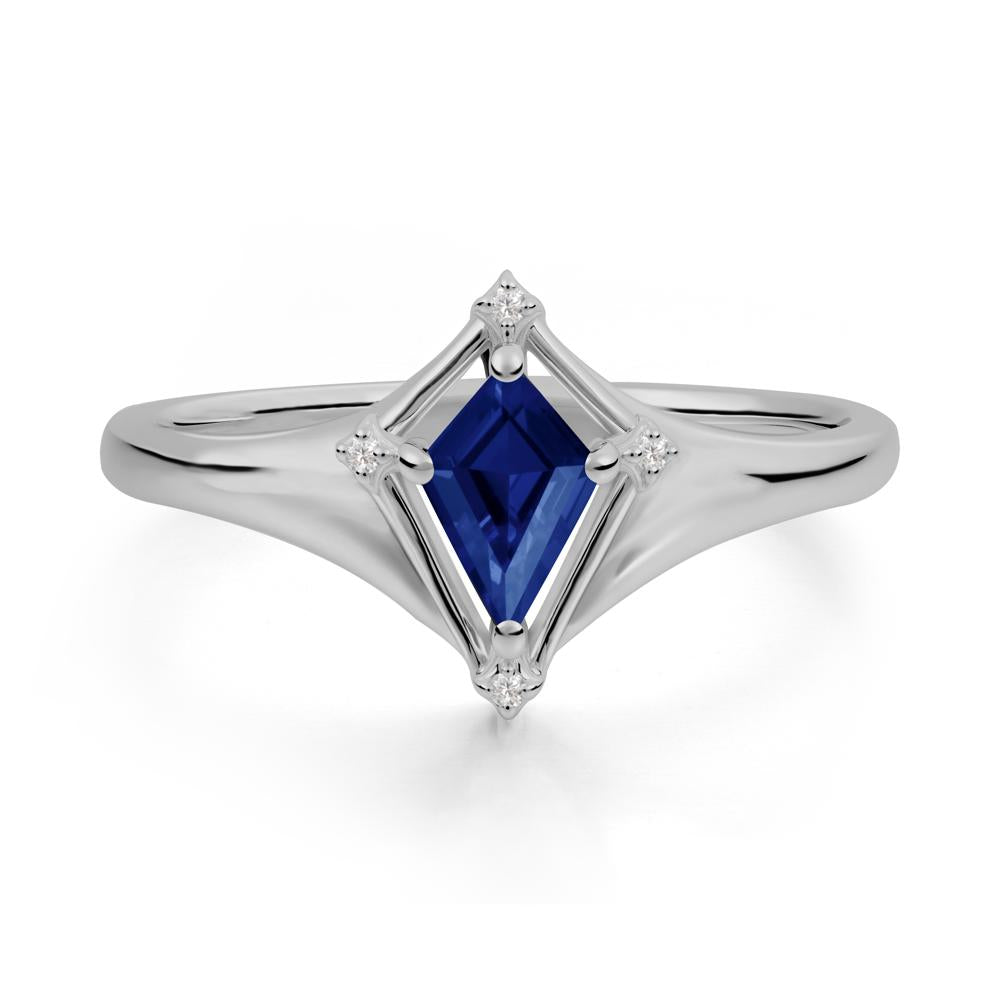 Kite Cut Sapphire Ring with Compass Setting - LUO Jewelry #metal_platinum