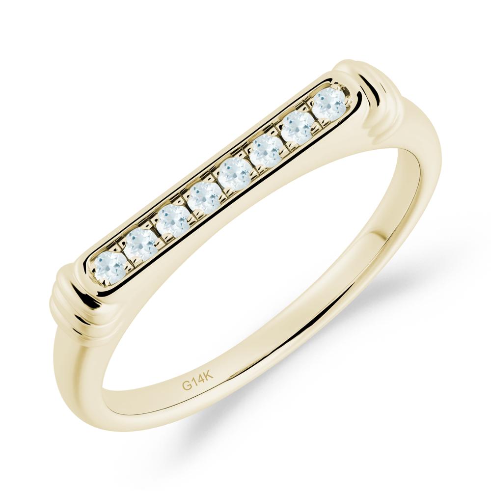 Pave Aquamarine Bar Setting Ring - LUO Jewelry #metal_14k yellow gold