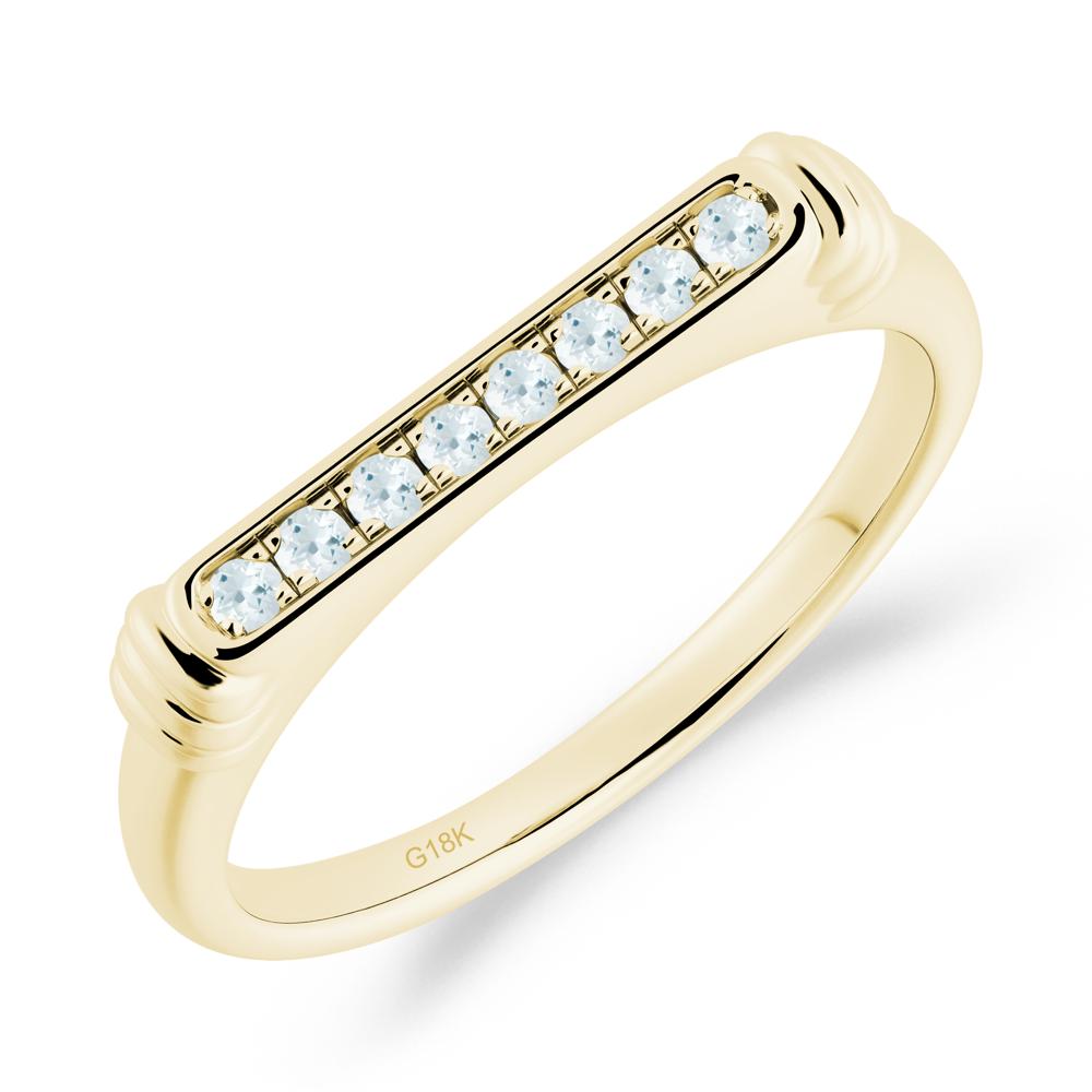 Pave Aquamarine Bar Setting Ring - LUO Jewelry #metal_18k yellow gold