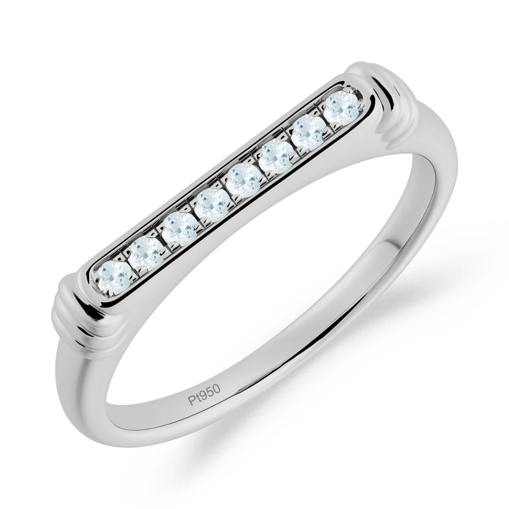 Pave Aquamarine Bar Setting Ring - LUO Jewelry #metal_platinum