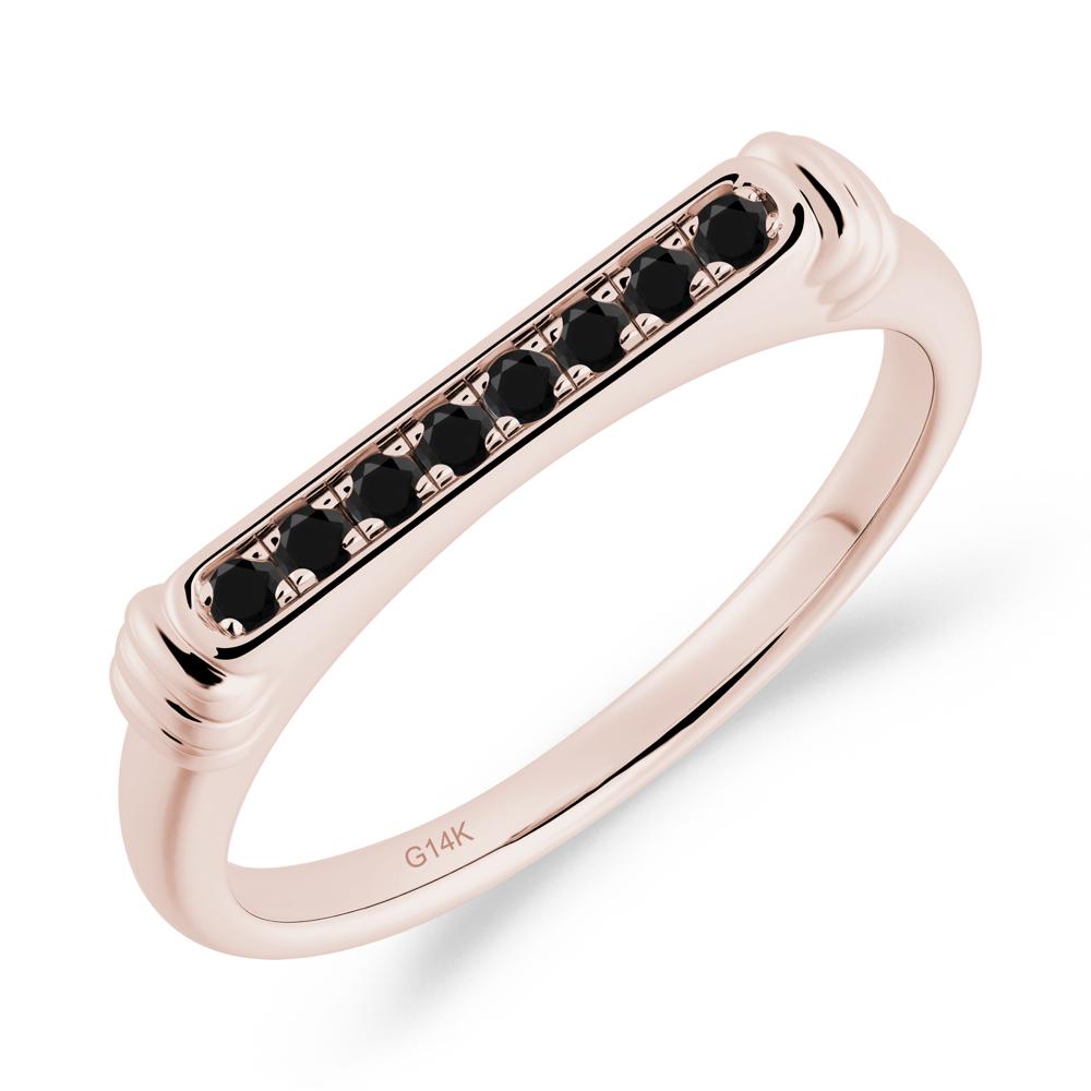 Pave Black Spinel Bar Setting Ring - LUO Jewelry #metal_14k rose gold