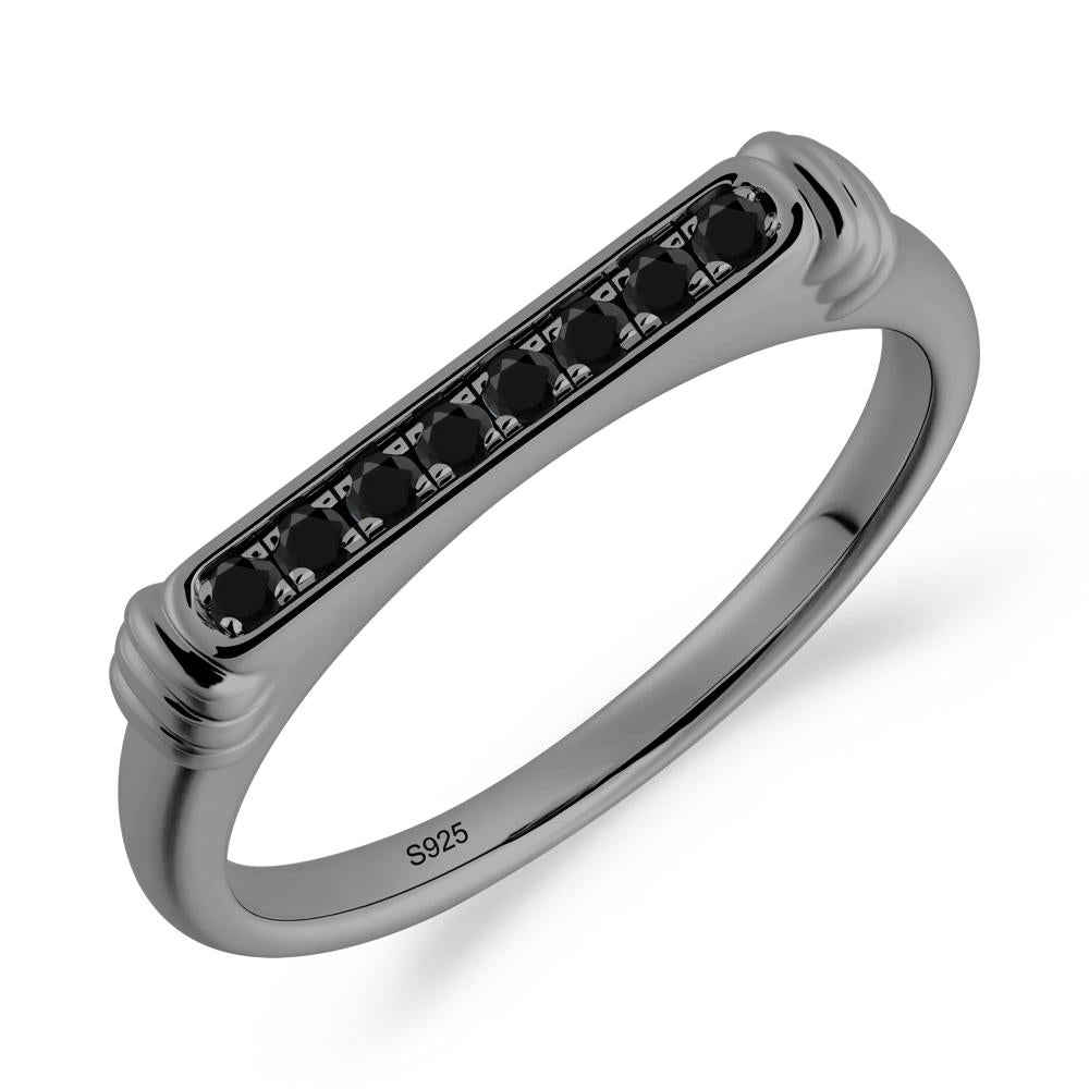 Pave Black Spinel Bar Setting Ring - LUO Jewelry #metal_black finish sterling silver