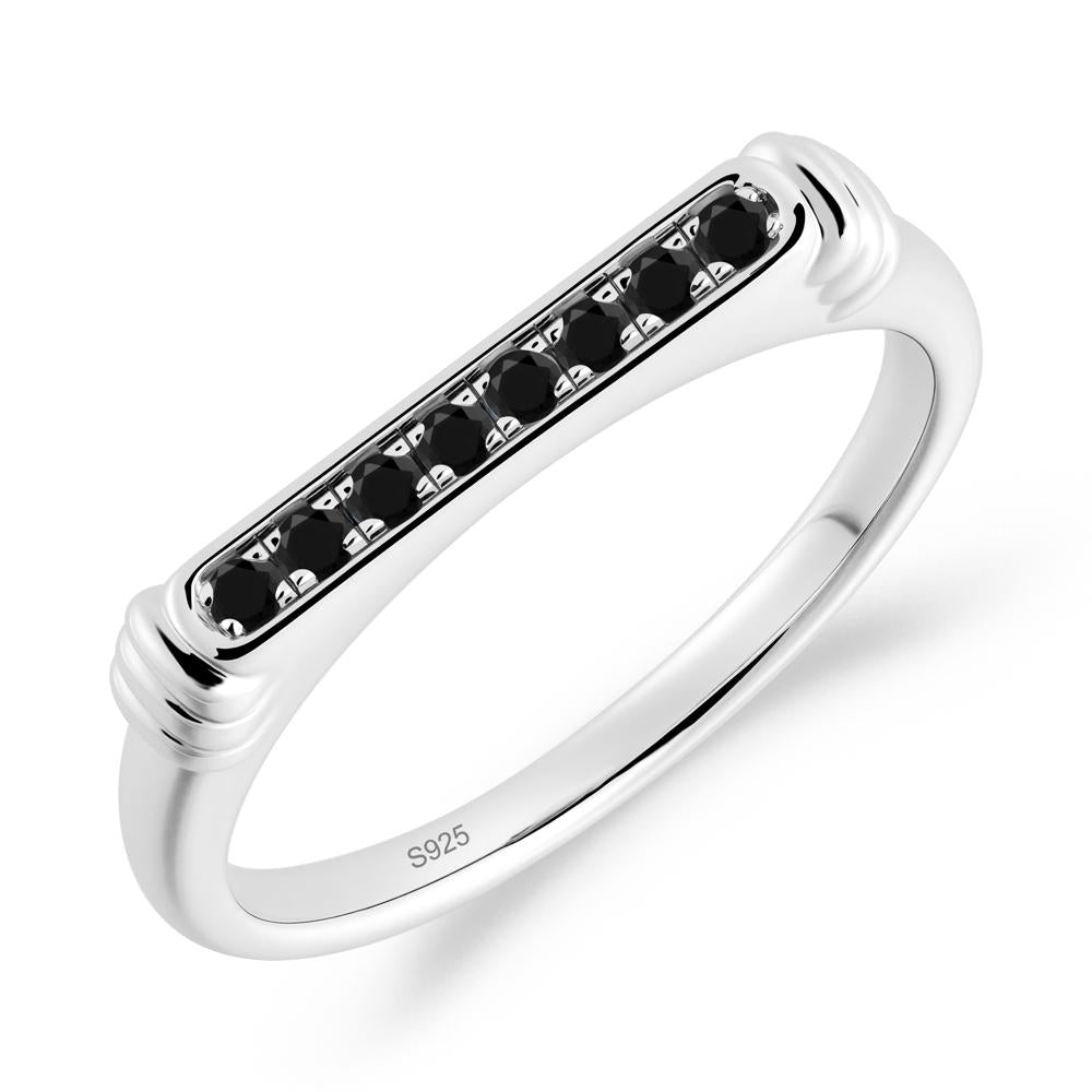 Pave Black Spinel Bar Setting Ring - LUO Jewelry #metal_sterling silver