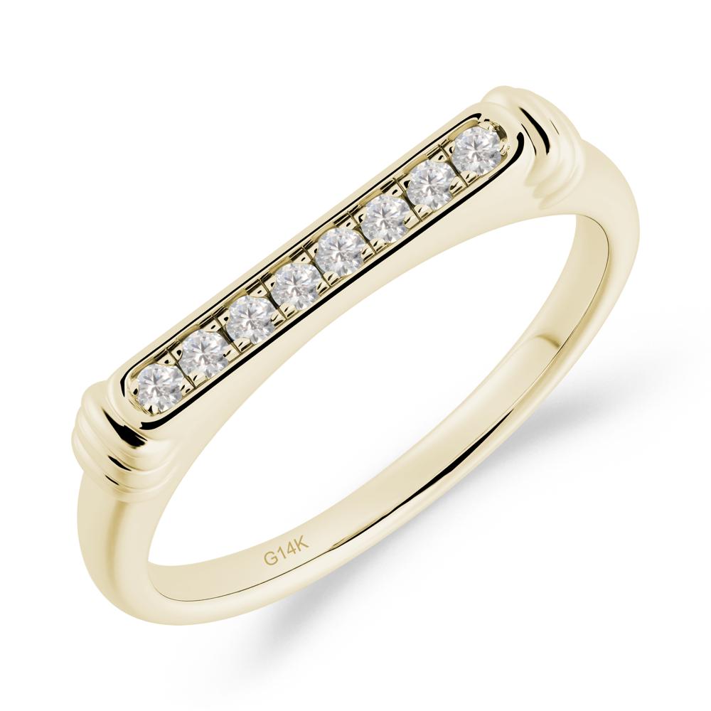 Pave Cubic Zirconia Bar Setting Ring - LUO Jewelry #metal_14k yellow gold