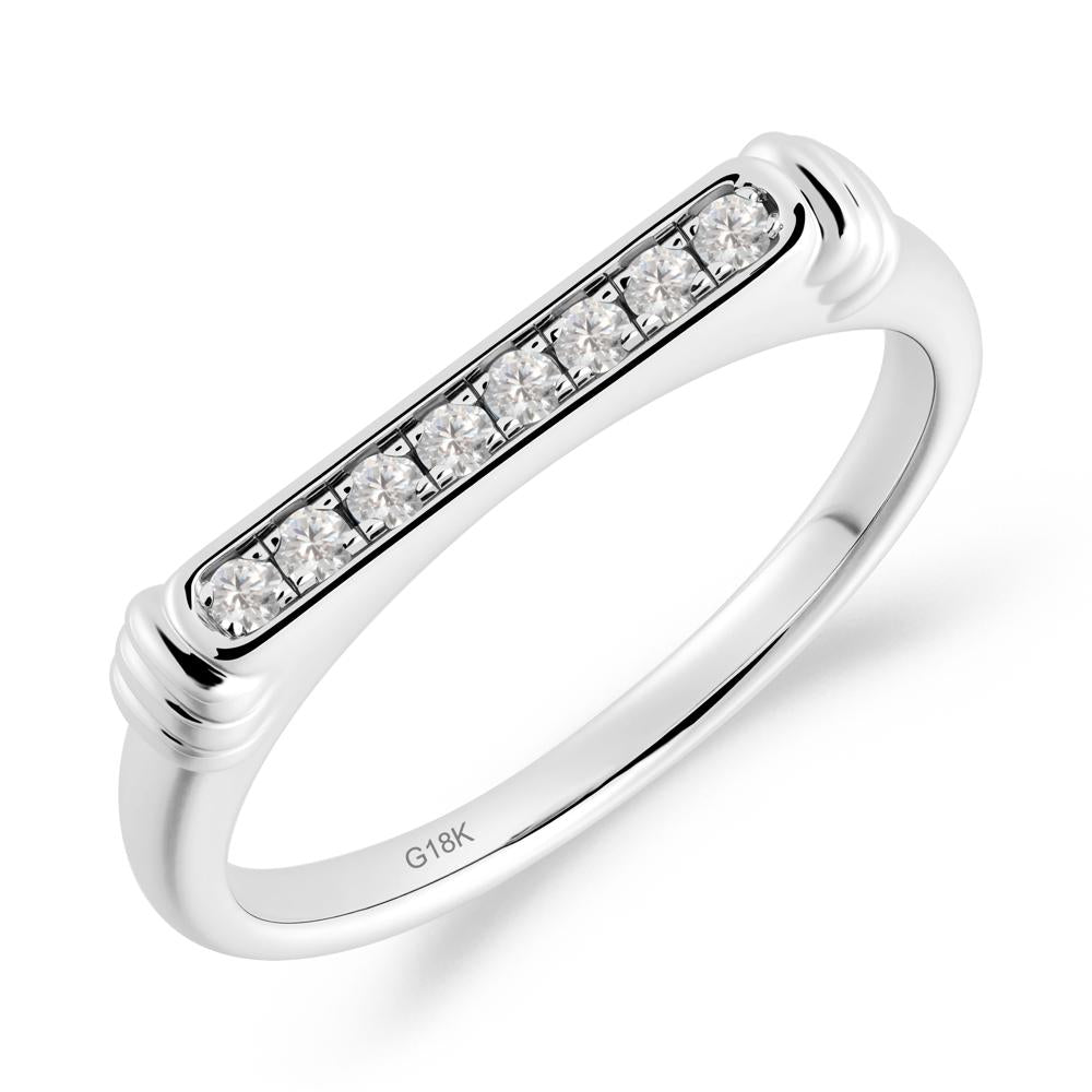 Pave Cubic Zirconia Bar Setting Ring - LUO Jewelry #metal_18k white gold