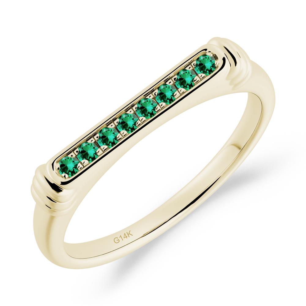 Pave Emerald Bar Setting Ring - LUO Jewelry #metal_14k yellow gold