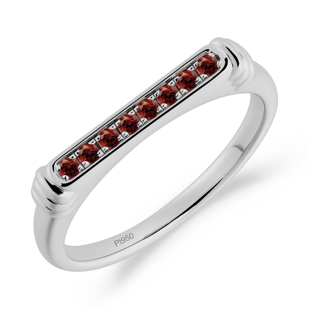 Minimalist Micro Pave Garnet Stacking Ring - LUO Jewelry #metal_platinum