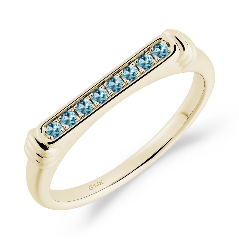 Pave London Blue Topaz Bar Setting Ring - LUO Jewelry #metal_14k yellow gold