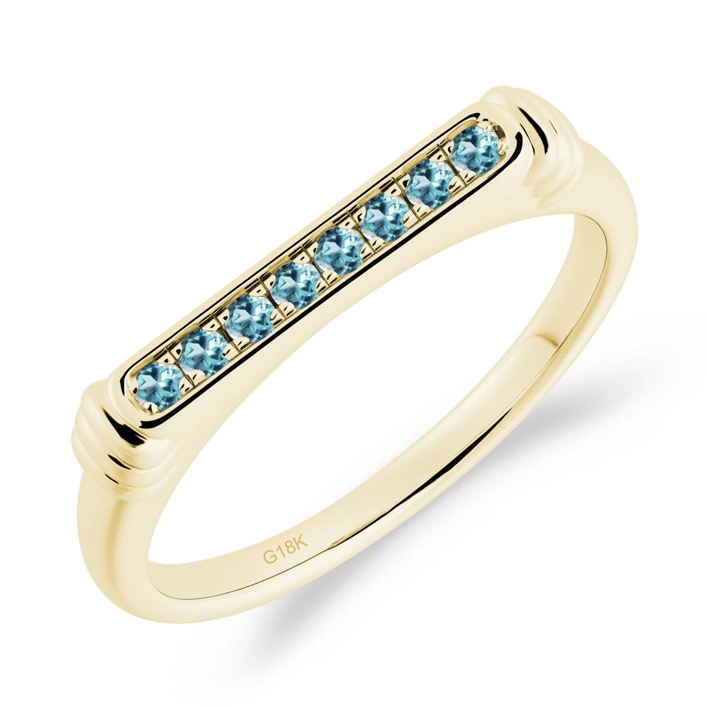 Pave London Blue Topaz Bar Setting Ring - LUO Jewelry #metal_18k yellow gold