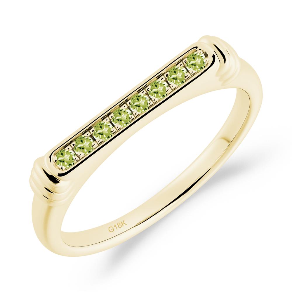 Pave Peridot Bar Setting Ring - LUO Jewelry #metal_18k yellow gold