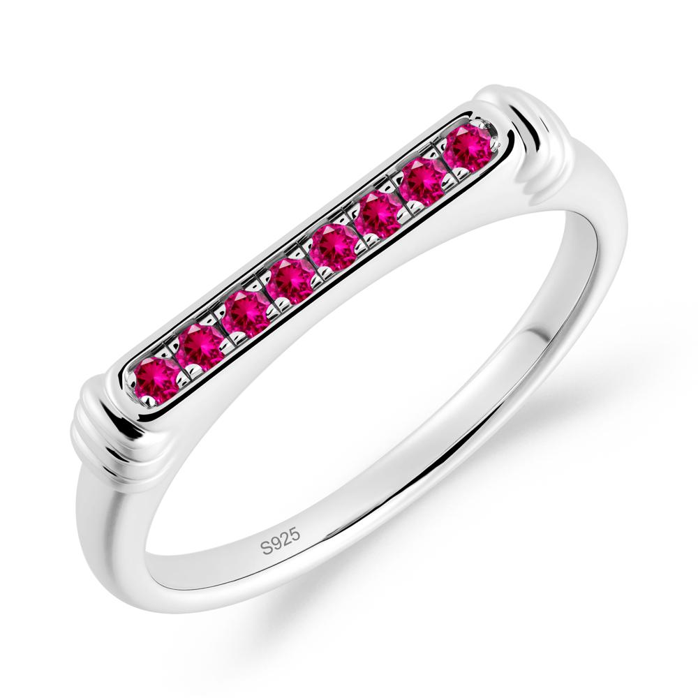Minimalist Micro Pave Ruby Stacking Ring - LUO Jewelry #metal_sterling silver