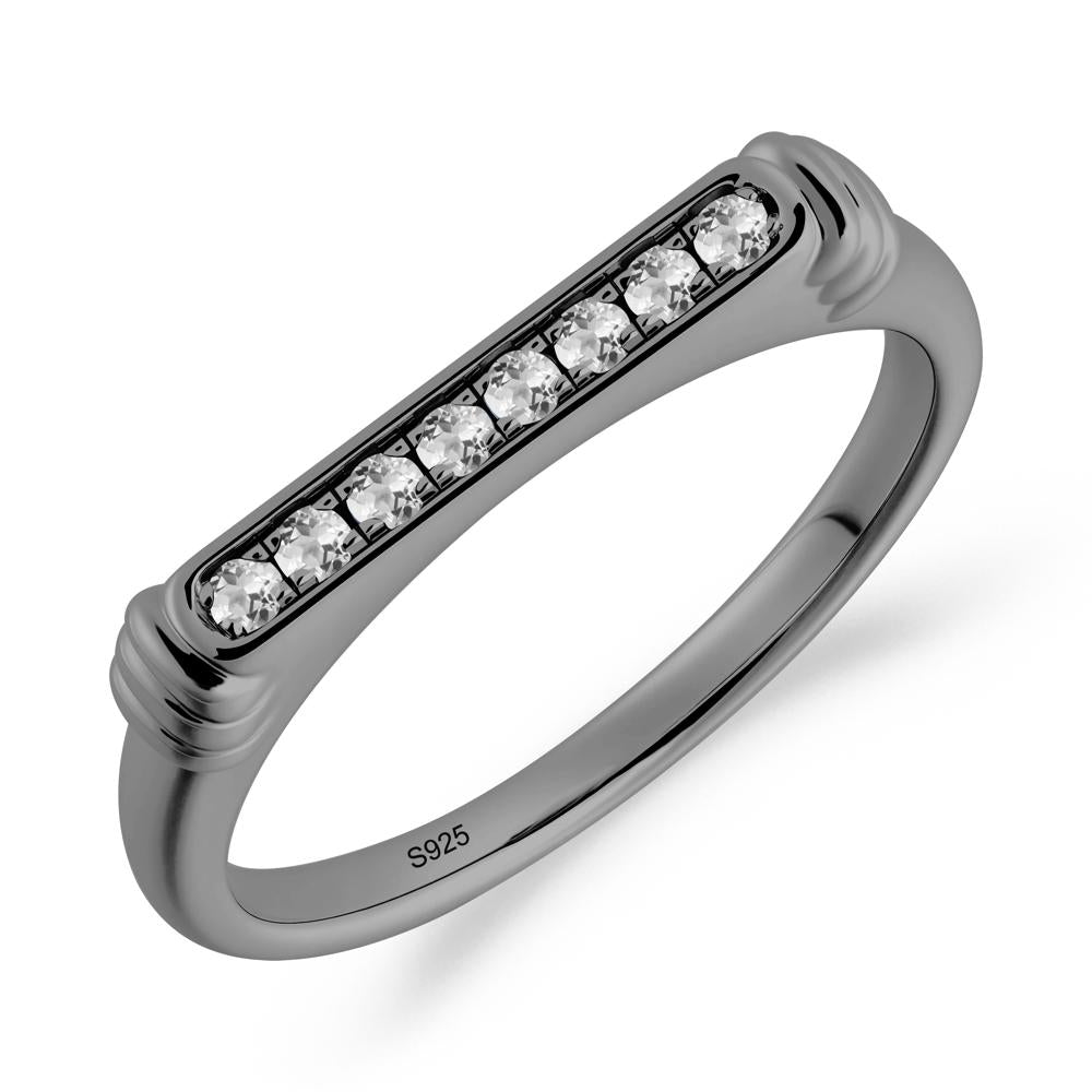 Minimalist Micro Pave White Topaz Stacking Ring - LUO Jewelry #metal_black finish sterling silver