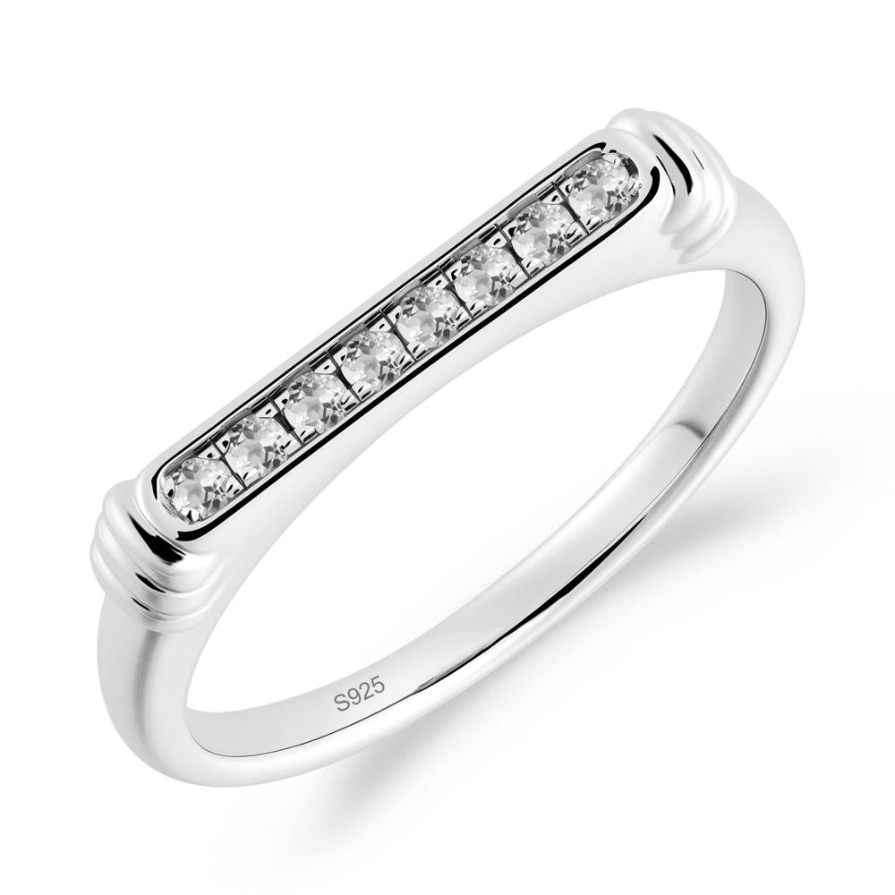Minimalist Micro Pave White Topaz Stacking Ring - LUO Jewelry #metal_sterling silver