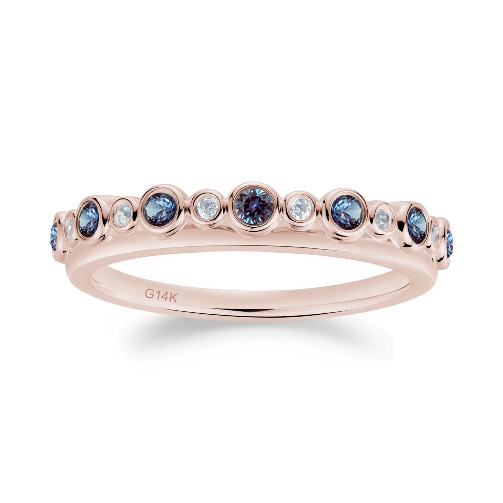 Alternating Alexandrite and Cubic Zirconia Bubble Band Ring - LUO Jewelry #metal_14k rose gold