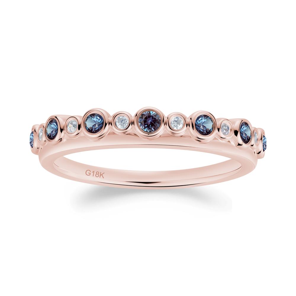 Alternating Alexandrite and Cubic Zirconia Bubble Band Ring - LUO Jewelry #metal_18k rose gold