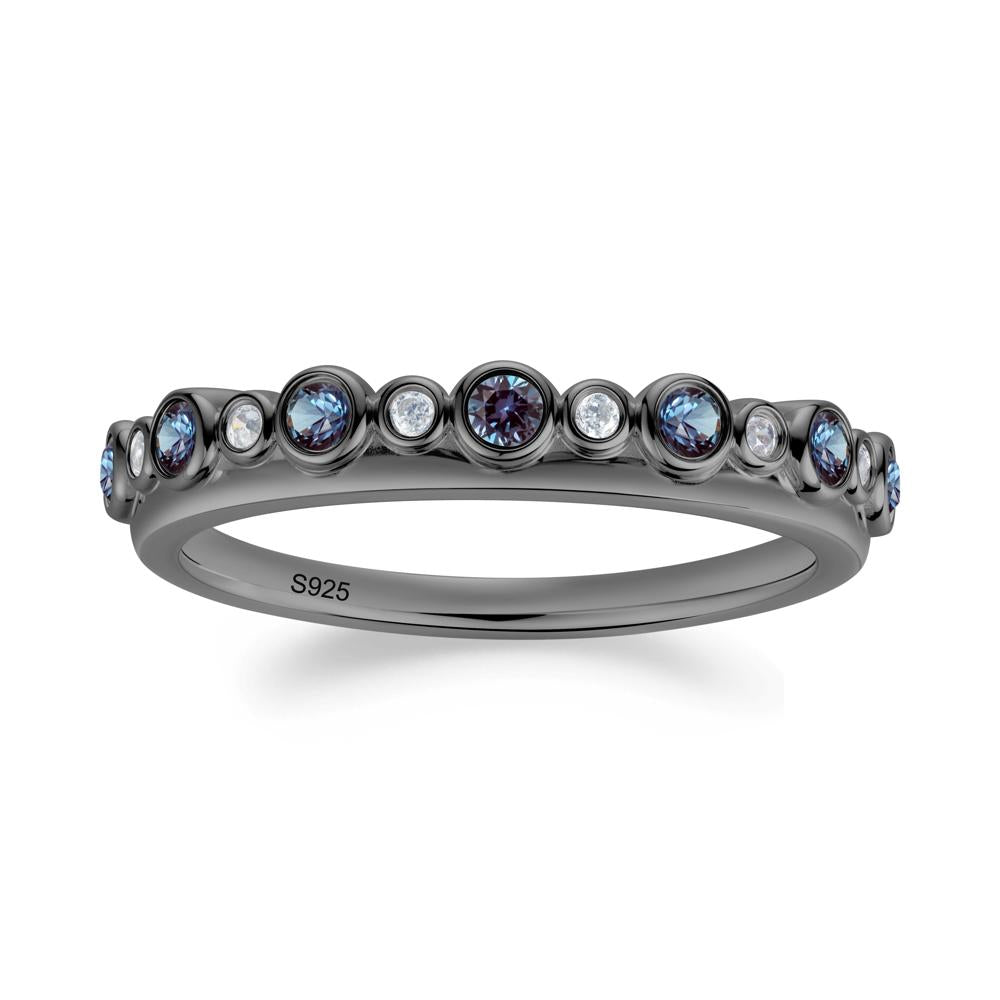 Alternating Alexandrite and Cubic Zirconia Bubble Band Ring - LUO Jewelry #metal_black finish sterling silver