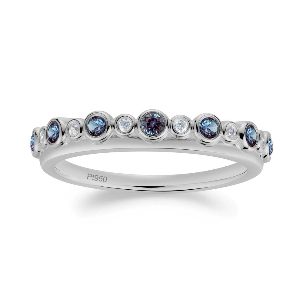 Alternating Alexandrite and Cubic Zirconia Bubble Band Ring - LUO Jewelry #metal_platinum