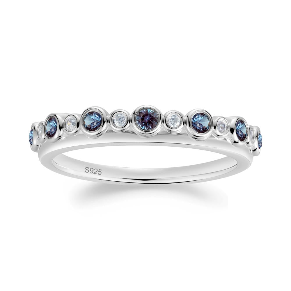 Alternating Alexandrite and Cubic Zirconia Bubble Band Ring - LUO Jewelry #metal_sterling silver