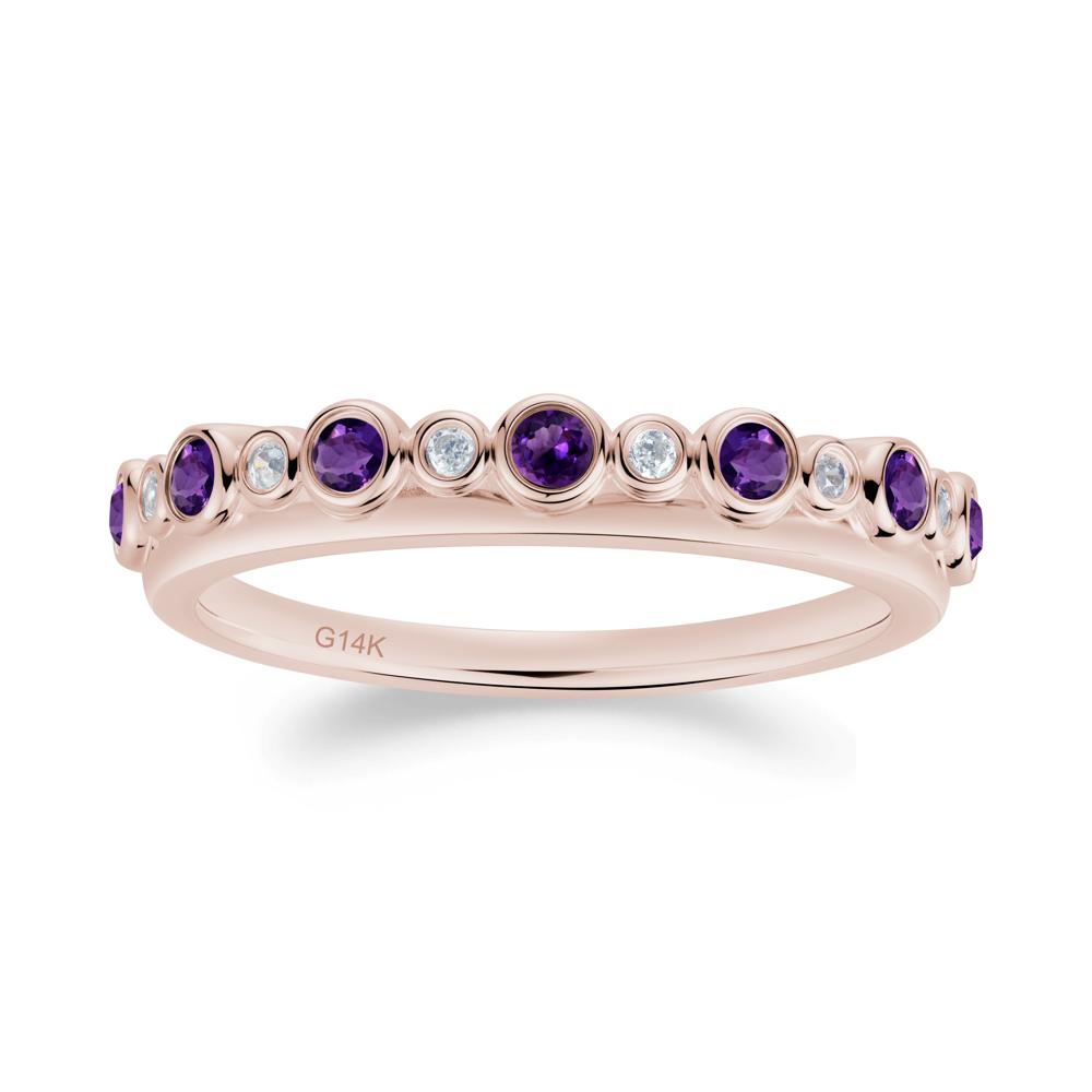 Alternating Amethyst and Cubic Zirconia Bubble Band Ring - LUO Jewelry #metal_14k rose gold
