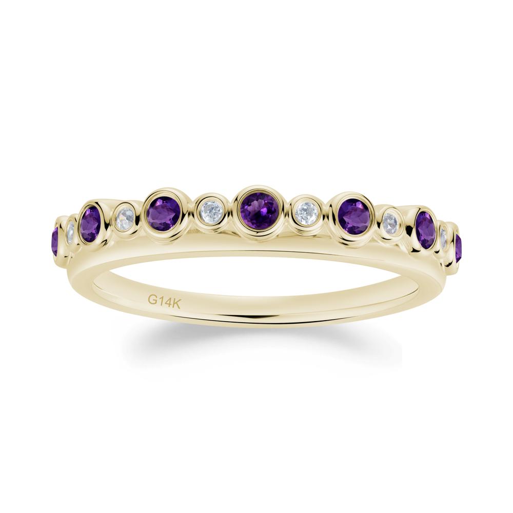 Alternating Amethyst and Cubic Zirconia Bubble Band Ring - LUO Jewelry #metal_14k yellow gold