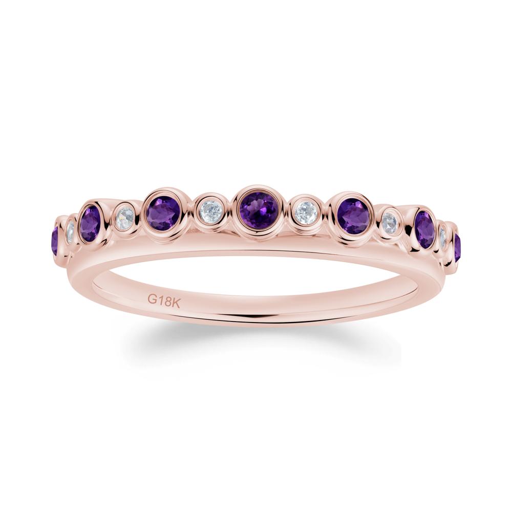Alternating Amethyst and Cubic Zirconia Bubble Band Ring - LUO Jewelry #metal_18k rose gold