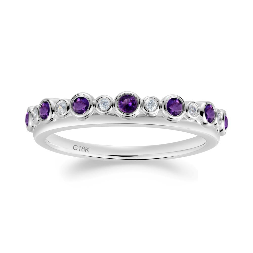 Alternating Amethyst and Cubic Zirconia Bubble Band Ring - LUO Jewelry #metal_18k white gold