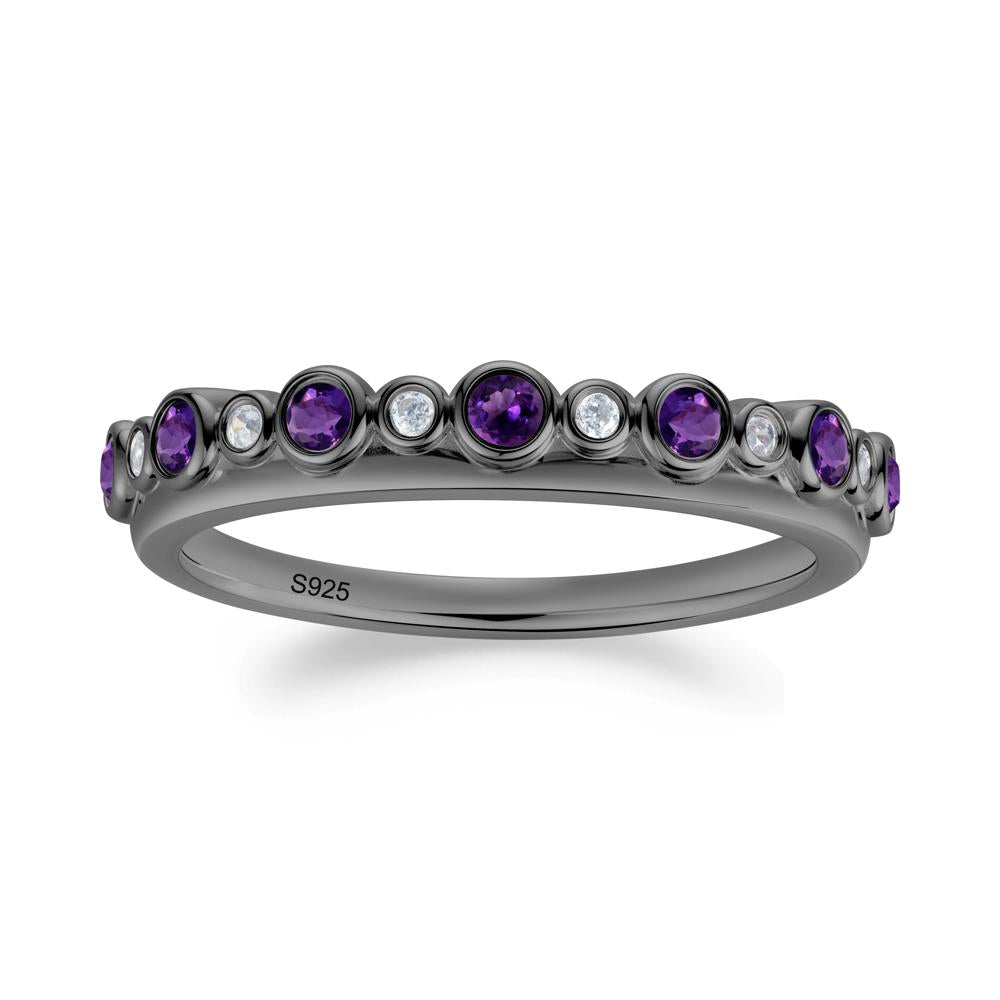 Alternating Amethyst and Cubic Zirconia Bubble Band Ring - LUO Jewelry #metal_black finish sterling silver