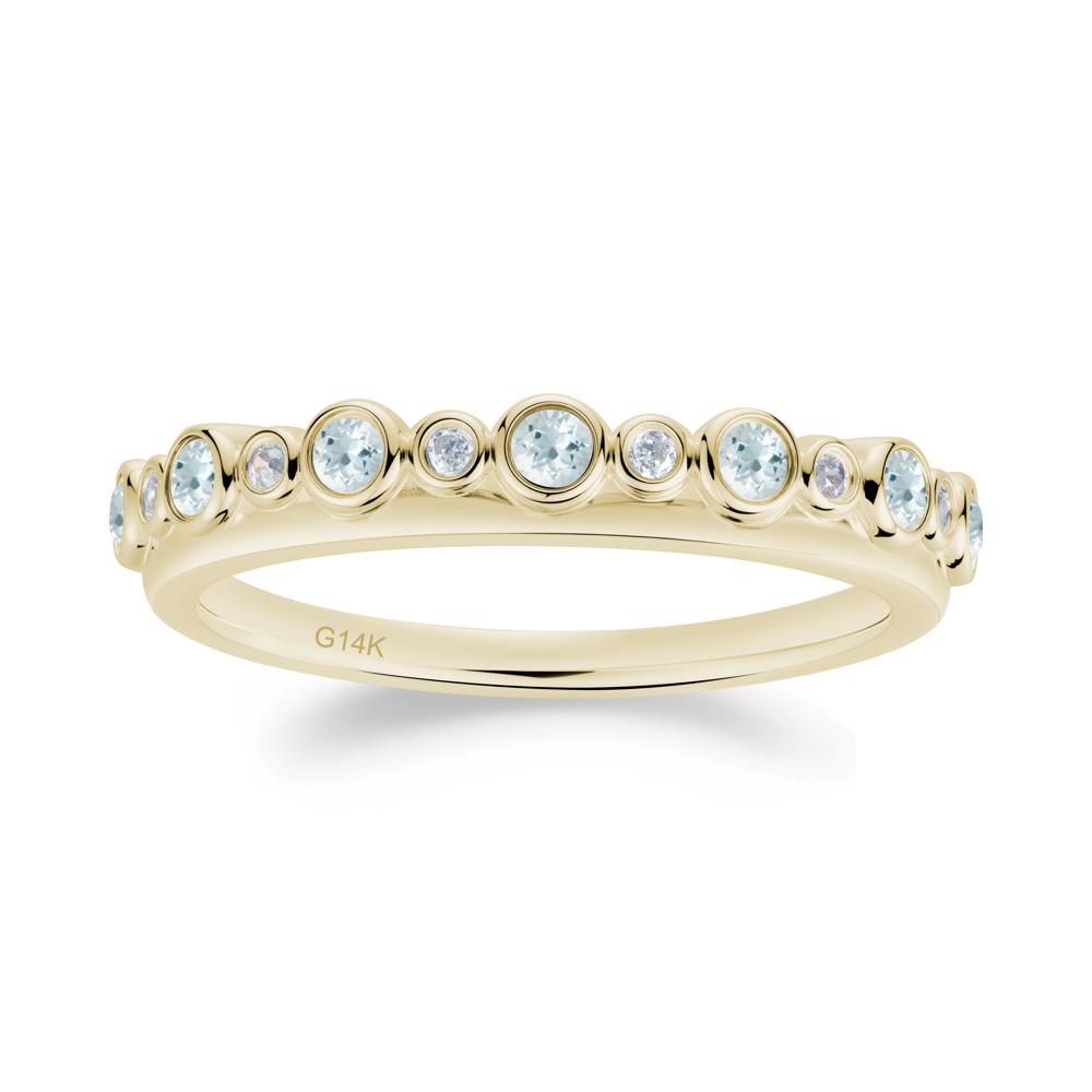 Alternating Aquamarine and Cubic Zirconia Bubble Band Ring - LUO Jewelry #metal_14k yellow gold