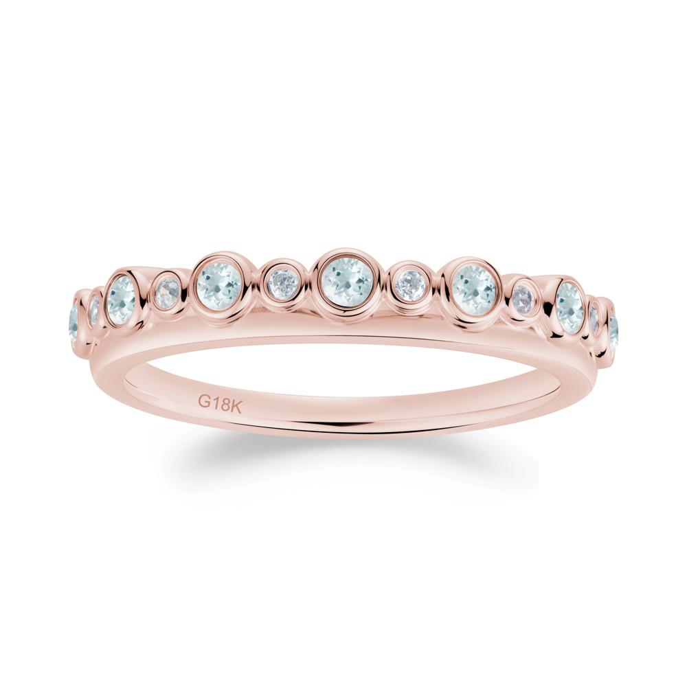 Alternating Aquamarine and Cubic Zirconia Bubble Band Ring - LUO Jewelry #metal_18k rose gold